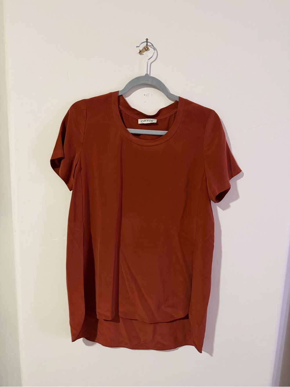 Orvis silk Women's Short-Sleeve Crewneck Top — Rust Brown